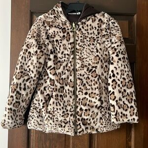 Girl’s Size L Leopard Print Coat With Hat
